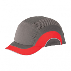 PIP 282-ABS150-62, JSP HARDCAP A1+ LOW-PROFILE, GRAY/ RED, SHORT 2" BRIM, HDPE LINER Liner,ABS