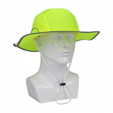 PIP 282-AFB375-LY, JSP HARDCAP RANGER, HI-VIS LIME, 3" WIDE FULL BRIM W/ STRAP, HDPE LINER HDP