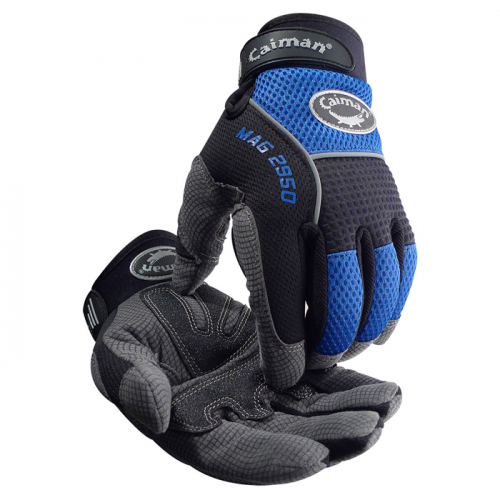 PIP 2950-7, CAIMAN, SYNTHETIC LEATHER PALM, BLUE MESH BACK