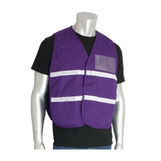 PIP 300-2501/2X-3X, NON-ANSI IC VEST, PUR, POLY/COTTON H&L CLOSURE, 1IN. WHITE GLOSS TAPE
