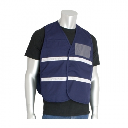 PIP 300-2503/2X-3X, NON-ANSI IC VEST, DBLU POLY/COTTON H&L CLOSURE, 1IN. WHITE GLOSS TAPE