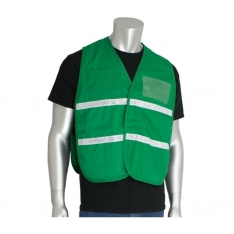 PIP 300-1505/2X-3X, NON-ANSI IC VEST, K.GRN, POLYESTER, H&L CLOSURE, 1IN. WHITE GLOSS TAPE