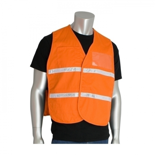 PIP 300-1507/2X-3X, NON-ANSI IC VEST, OR, POLYESTER, H&L CLOSURE, 1IN. WHITE GLOSS TAPE