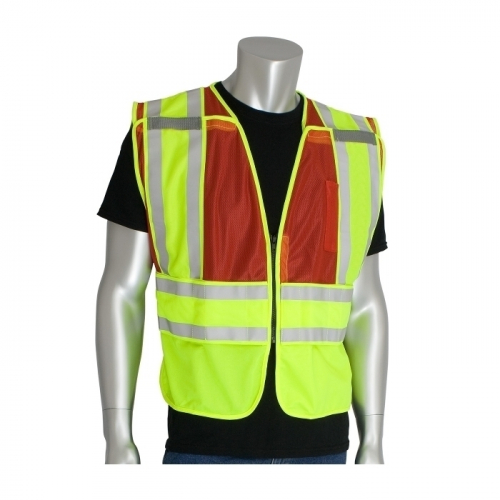 PIP 302-PSV-RED-NL-MD/XL, ANSI 207 PSV VEST, NO LOGO, BRKWY, ZIPPER CLOSURE, 2X1IN. REFLEC. RED