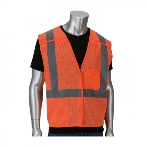 PIP 302-V205OR-2X/3X, TYPE R CLASS 2 BREAKAWAY MESH VEST HOOK & LOOP, 2 POCKETS, DUAL, OR