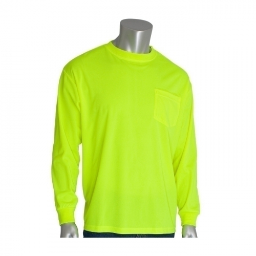 PIP 310-1100-LY/L, NON-ANSI, LONG SLEEVE T-SHIRT, CREW NECK, CHEST POCKET, LY