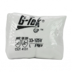 PIP 33-125V/L, G-TEK GP, WHITE 13G NYLON SHELL, WHITE PU COAT SMOOTH GRIP, VEND PK