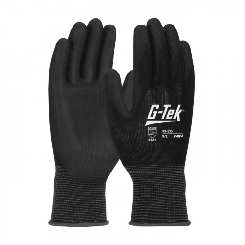 PIP 33-325/L, G-TEK, HEAVYWEIGHT 13G BLACK NYLON SHELL, EXTRA THICK BLACK PU COATING