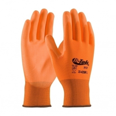 PIP 33-425OR/L, G-TEK GP, HV ORANGE 13G POLYESTER SHELL, HV ORG PU COATED SMOOTH GRIP