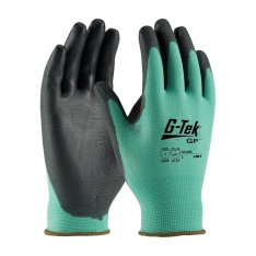 PIP 33-825/L, G-TEK GP, GREEN 13G NYLON SHELL, BLACK PU COATED SMOOTH GRIP