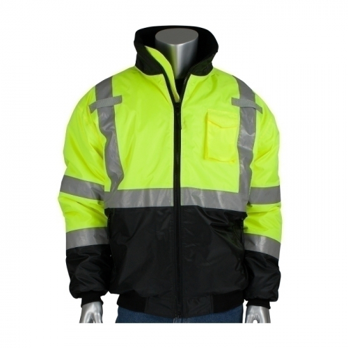 PIP 333-1740-LY/3X, CLASS 3 BOMBER BLACK TRIM, FIXED INSULATION, ZIPPER, 2 IN. TAPE, LY