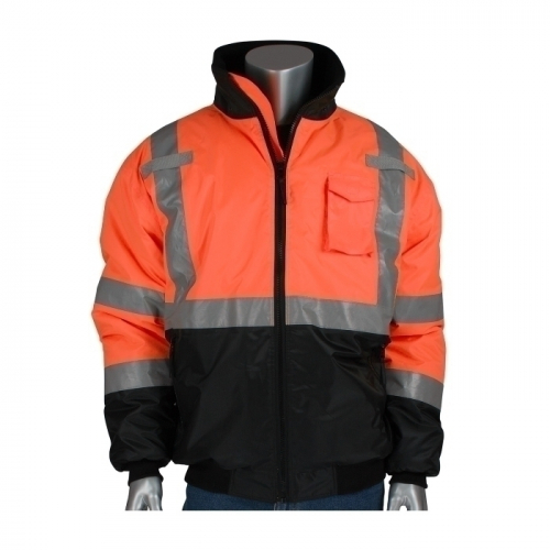 PIP 333-1740-OR/2X, CLASS 3 BOMBER BLACK TRIM, FIXED INSULATION, ZIPPER, 2 IN. TAPE, OR