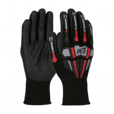 PIP 34-MP150/L, G-TEK IMPACT, 15G BLACK NYLON SHELL WITH TPR, BLACK NITRILE FOAM GRIP