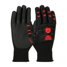 PIP 34-MP155/L, G-TEK IMPACT, 15G BLACK NYLON SHELL W/ L1 TPR, BLK NITRILE FOAM GRIP,TC