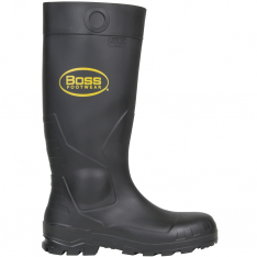 PIP 380-800/9, PLAIN TOE PVC WATERPROOF BOOT, PRE-FORMED INSOLE MADE IN USA, BLACK