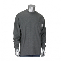 PIP 385-FRLS-(GR)-2X, AR/FR LONG SLEEVE T-SHIRT, 13 CAL 6.5 OZ INTERLOCK COTTON, MELANGE GRAY