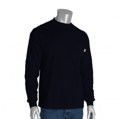 PIP 385-FRLS-(NV)-2X, AR/FR LONG SLEEVE T-SHIRT, 13 CAL 6.5 OZ INTERLOCK COTTON, NAVY