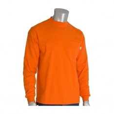PIP 385-FRLS-(OR)-2X, AR/FR LONG SLEEVE T-SHIRT, 13 CAL 6.5 OZ INTERLOCK COTTON, ORANGE
