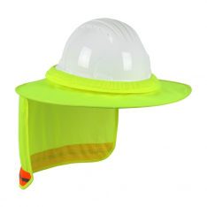 PIP 396-850-LY, FULL BRIM HARD HAT VISOR WITH NECK SHADE, HI-VIS WITH REFLECTIVE, LY