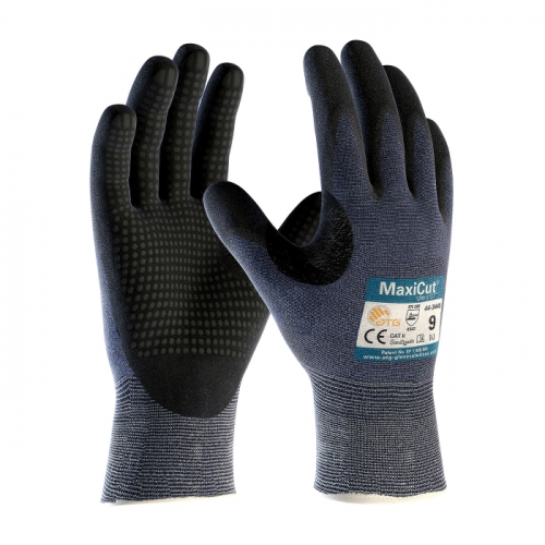 PIP 44-3445/XXL, MAXICUT ULTRA DT BLUE ENG YARN, BLK NITRILE MICROFOAM DOTTED GRIP, A3
