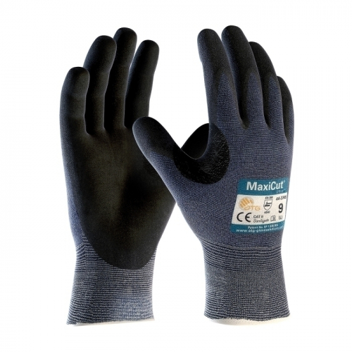 PIP 44-3745/XXL, MAXICUT ULTRA, BLUE ENG YARN, BLACK MICROFOAM NITRILE COATING, A3