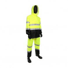 PIP 4530/2XL, WEST CHESTER, CLASS 3 HI-VIS POLY OXFORD/PU RAINSUIT, BLACK BOTTOM