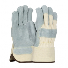 PIP 500DC, SPLIT COWHIDE LEATHER PALM, SELECT GRADE, NATURAL CANVAS BACK, DUCK SAFETY CUFF