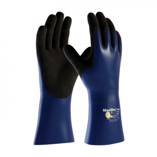 PIP 56-530/L, MAXIDRY PLUS, NYLON/EL LINER, BL./BLK. NITRILE, FULL COAT, 12 IN.