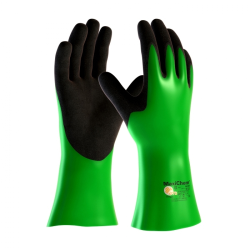 PIP 56-635/XXL, MAXICHEM, NYLON/EL LINER, GRN/ BLK. NITRILE BLND, FULL COAT, 14 IN.