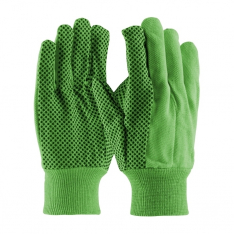 PIP 710KGRPD, CANVAS SINGLE PALM, HI-VIS GREEN 10 OZ COTTON, BLACK PVC DOTTED GRIP, MEN'S