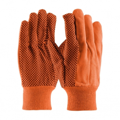 PIP 710KORPD, CANVAS SINGLE PALM, HI-VIS ORANGE 10 OZ COTTON, BLACK PVC DOTTED GRIP, MEN'S