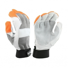 PIP 86565/2XL, GOATSKIN GLOVE, SPLIT COWHIDE PATCH PALM, NOMEX BACK, ORANGE FR FINGERTIPS