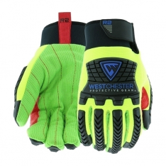 PIP 87812/2XL, R2, WINTER GREEN CORDED PALM RIGGER GLOVE, HOOK AND LOOP CLOSURE, TPR