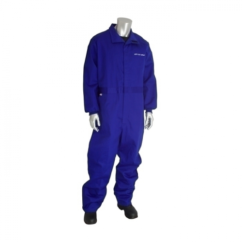 PIP 9100-2120D/2X, 8 CAL FR DUAL CERT. 7OZ. COVERALL, VENTED BACK, NFPA 70E & 2112, ROYAL