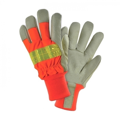 PIP HVO1555/L, PIGSKIN LEATHER PALM, HI-VIS ORANGE NYLON BACK, POSI-THERM LINING, KNIT WRIST