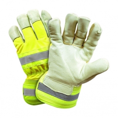 PIP HVY5555/2XL, PIGSKIN LEATHER PALM, HV YELLOW NYLON BACK, POSI-THERM LINING, HV SAFETY CUFF