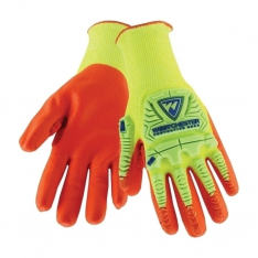 PIP HVY710HSNFB/2XL, G-TEK IMPACT, 13G HI-VIS W/ L1 TPR, ORANGE NITRILE FOAM COATING, A3