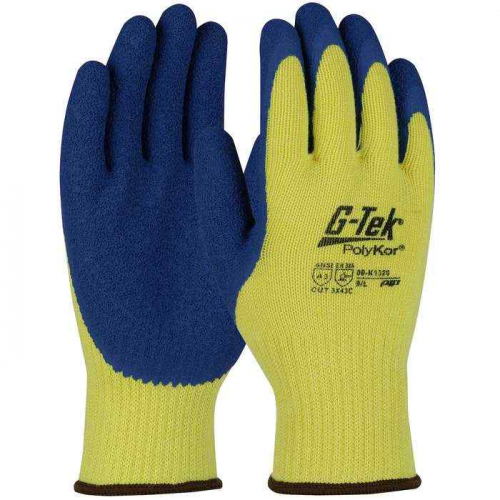 PIP 09-K1320-L, G-Tek® PolyKor®, Seamless Knit PolyKor® Blended Glove with Latex Coated Crinkle G
