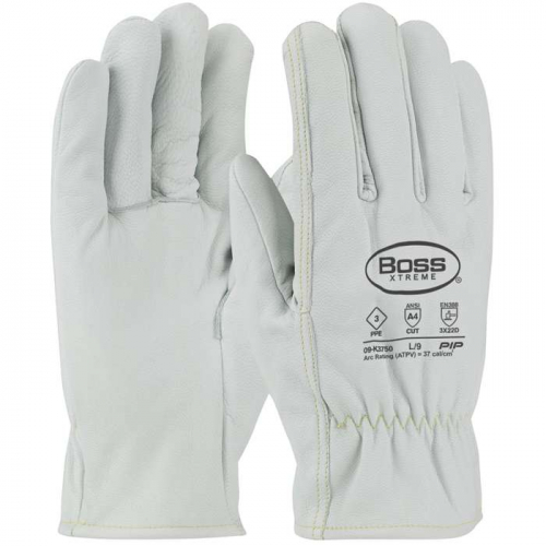 PIP 09-K3750-L, Boss® Xtreme, AR/FR Top Grain Goatskin Leather Drivers Glove with Kevlar® Lining -