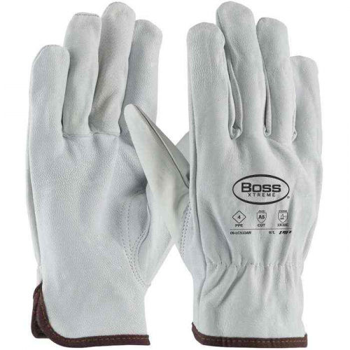 PIP 09-LC533AR-XL, Boss® Xtreme, AR Rated Top Grain Goatskin Leather Drivers Glove with Para-Aramid