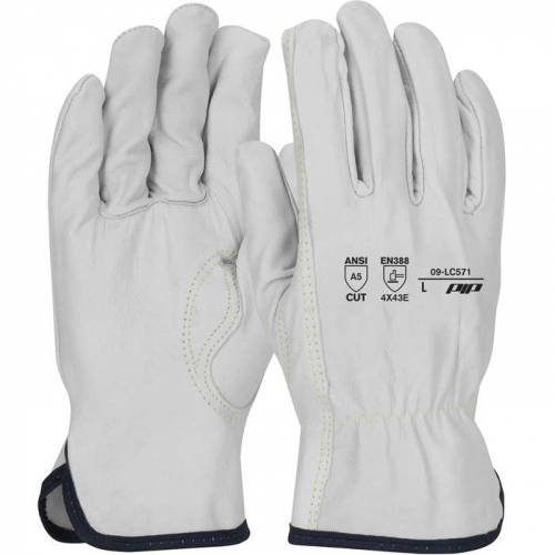 PIP 09-LC571-M, PIP®, Economy Top Grain Goatskin Leather Drivers Glove with HPPE Blend Lining - Key
