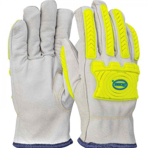 PIP 09-LC571MP-L, Boss®, Top Grain Goatskin Leather Drivers Glove with UHMWPE Blend Lining and Hi-V