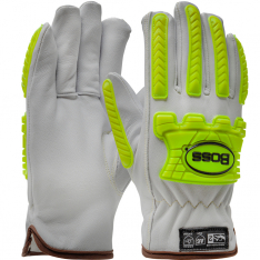 PIP 09-LC650MP-L, Boss, Hi Performance Glove, Natural, Large, Premium Top Grain Goatskin Leather Dri
