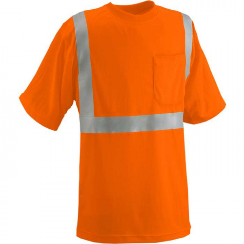 PIP 102ST-OR-2X, Reflective Apparel™, ANSI Type R Class 2 Short Sleeve Moisture Wicking T-Shirt wi