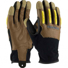 PIP 120-4200-L, PIP®, Goatskin Leather Palm Glove with Leather/Fabric Back and TPR Finger Guards, L