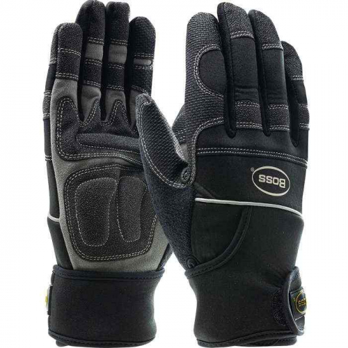 PIP 120-4400-XXL, Boss®, Synthetic Leather Palm with PVC Sandy Grip Patches and Anti-Vibration Pads
