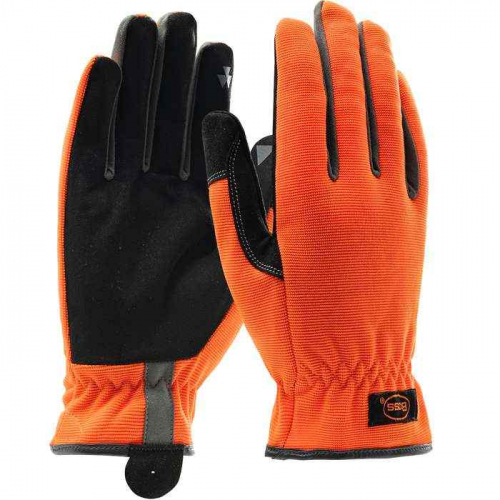 PIP 120-4600-S, Boss®, Synthetic Leather Palm and Hi-Vis Fabric Back - PVC Grip on Index Finger/Thu