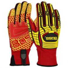 PIP 120-MP2415-L, Boss®, Synthetic Leather Palm with Red Silicone Grip and Spandex Back – TPR Imp