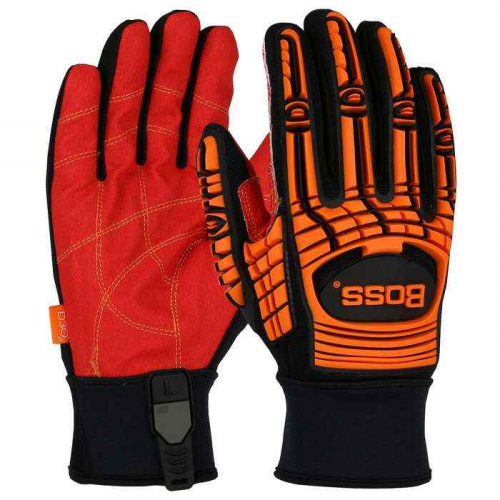 PIP 120-MP3120-XXXL, Boss®, Red PVC Grip Palm and Spandex Back – TPR Impact Protection, Hi Perfor