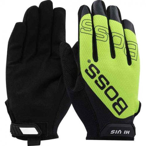PIP 120-MV1230T-S, Boss® Utility, Synthetic Microfiber Palm with Hi-Vis Mesh Fabric Back, Hi Perfor